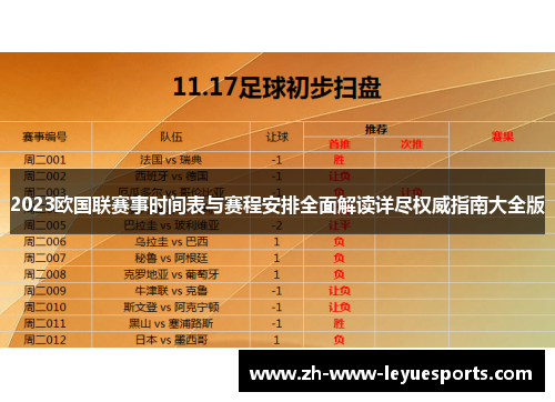 2023欧国联赛事时间表与赛程安排全面解读详尽权威指南大全版